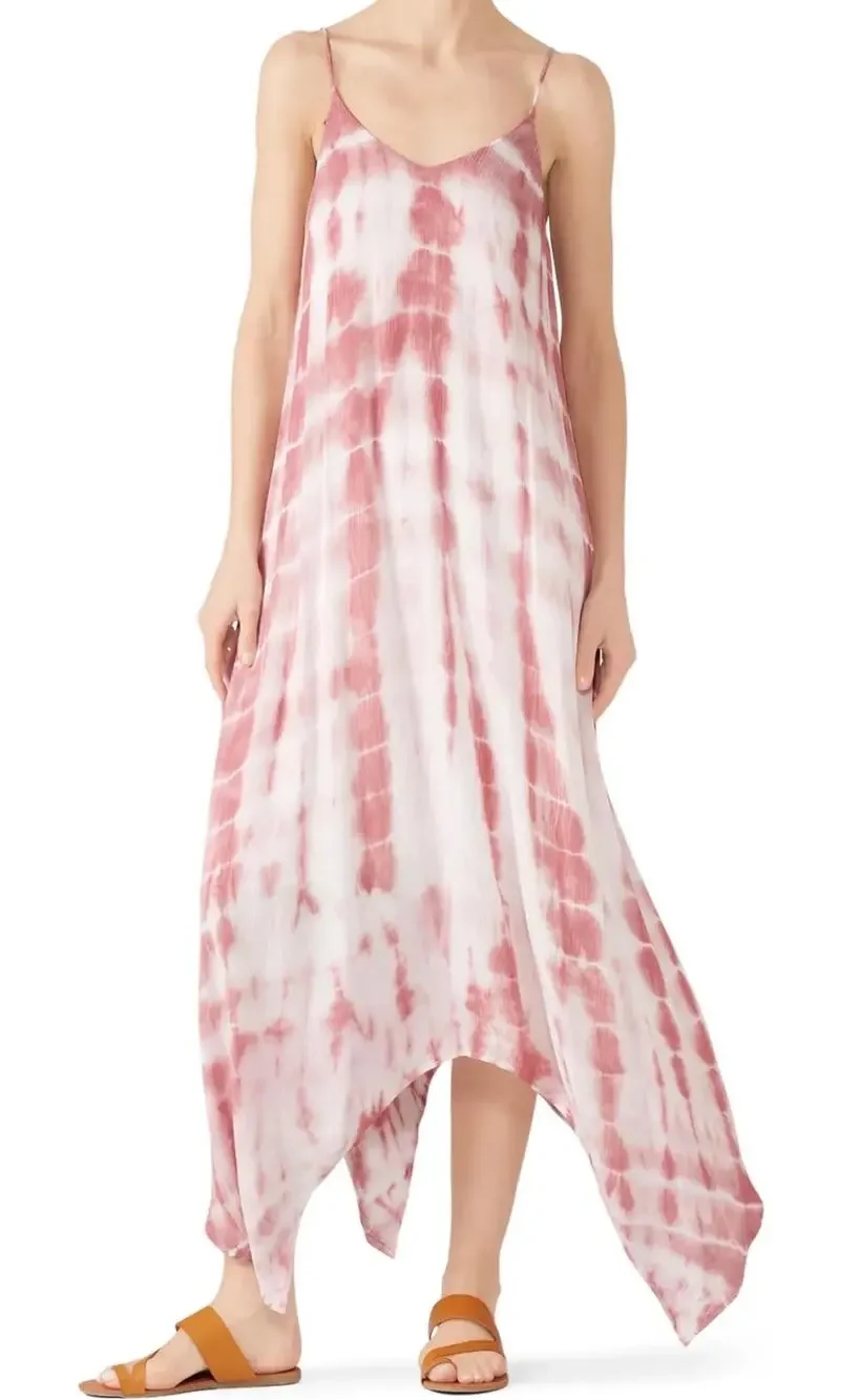 Fifteen Twenty Pink Tie Dye Handkerchief Hem Dress M